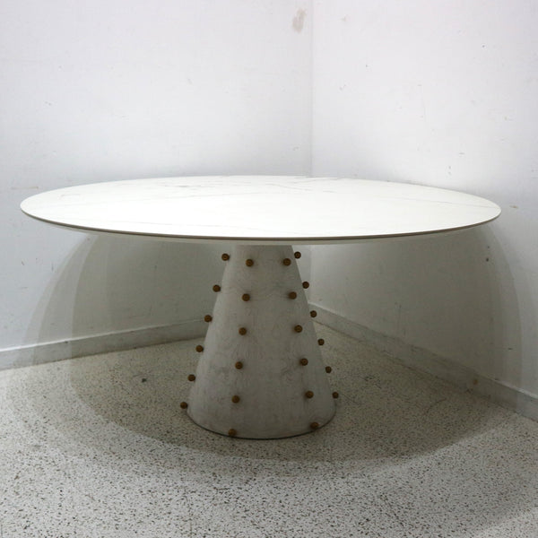 Gold Spheres Base Porcelain Stoneware Top Dining Table