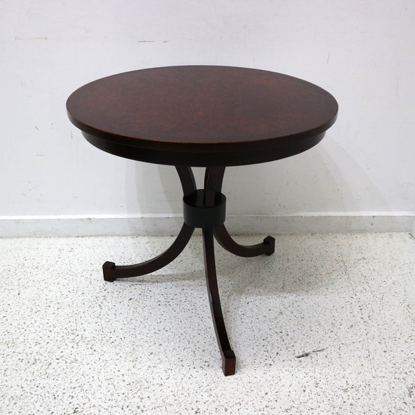 Burl Wood Top Tripod End Table