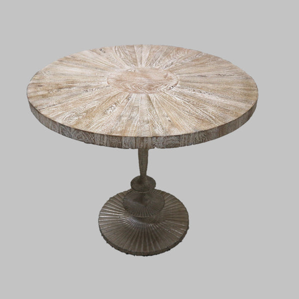 Cast Iron Pedestal Wood Top End Table