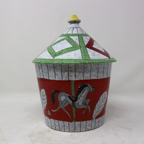 Vintage Italian Ceramic Carousel Cookie Bin