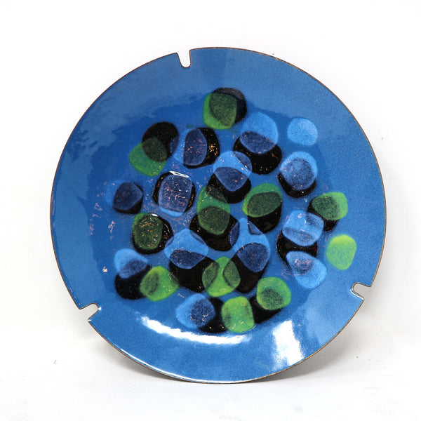 Vintage Enamel Blue Pebbles Ashtray