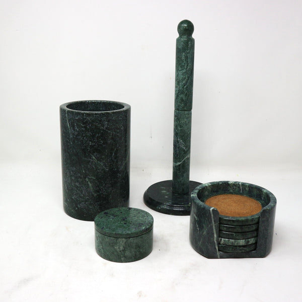 Set of 4 Green Marble Kitchen Essentials