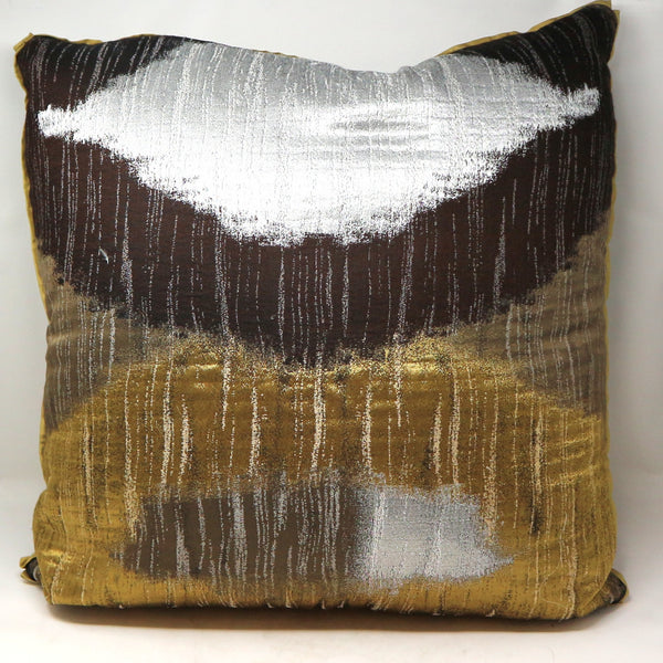 Pair of Brown, Gold, & Silver Down Pillows