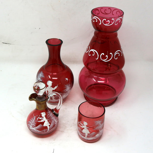 19th Century Mary Gregory Cranberry Glass