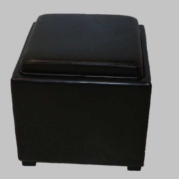 Crate & Barrell Brown Leather Storage Ottoman