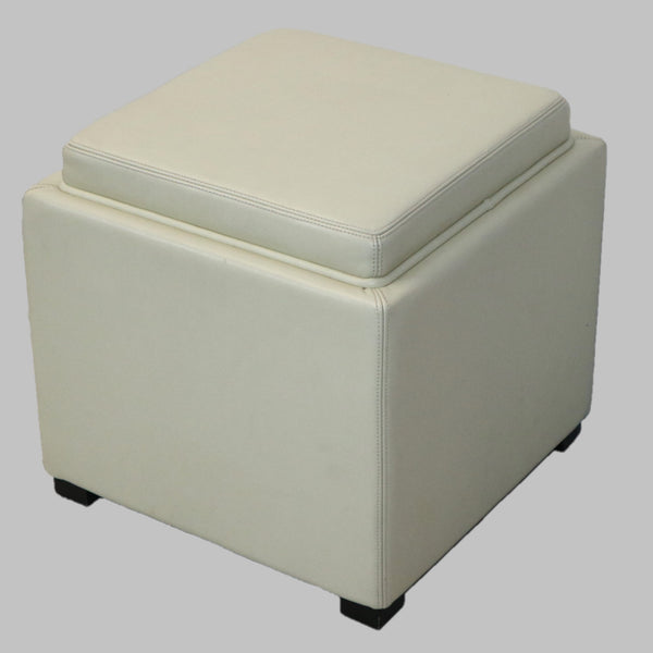 Crate & Barrell White Leather Storage Ottoman