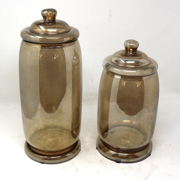Set of 2 Amber Apothecary Containers