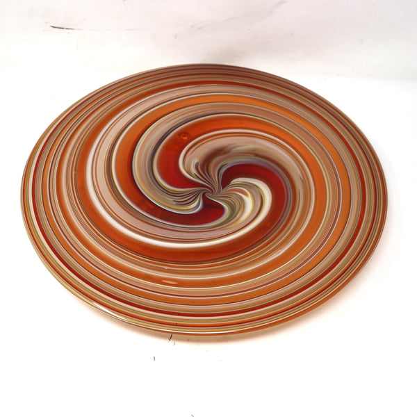 Orange,Yellow, & White Art Glass Wall/Table Plate by Blake Boettcher
