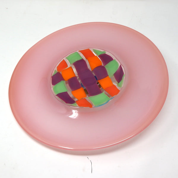 Pink & Multi-Color Art Glass Wall Plate by Blake Boettcher