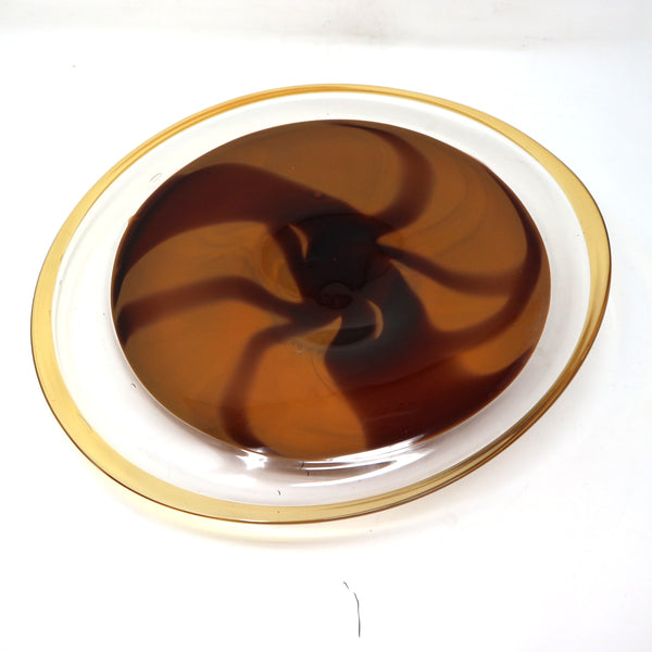Maroon & Gold Art Glass Wall Plate by Blake Boettcher