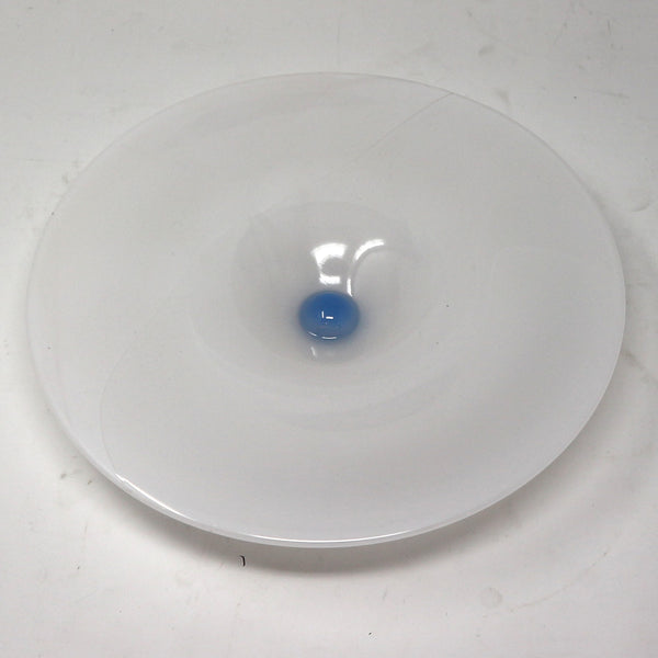 White & Blue Art Glass Wall Plate by B. Boettcher
