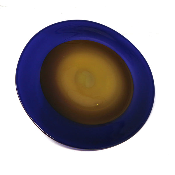 Indigo & Yellow Art Glass Wall Plate by Blake Boettcher