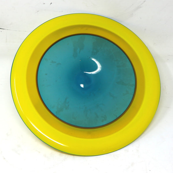 Teal & Yellow Art Glass Wall Plate by Blake Boettcher