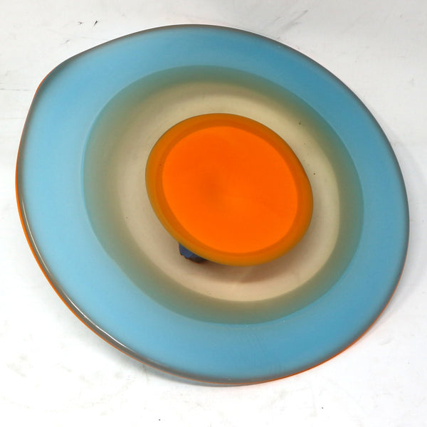 Teal & Orange Art Glass Wall Plate by Blake Boettcher