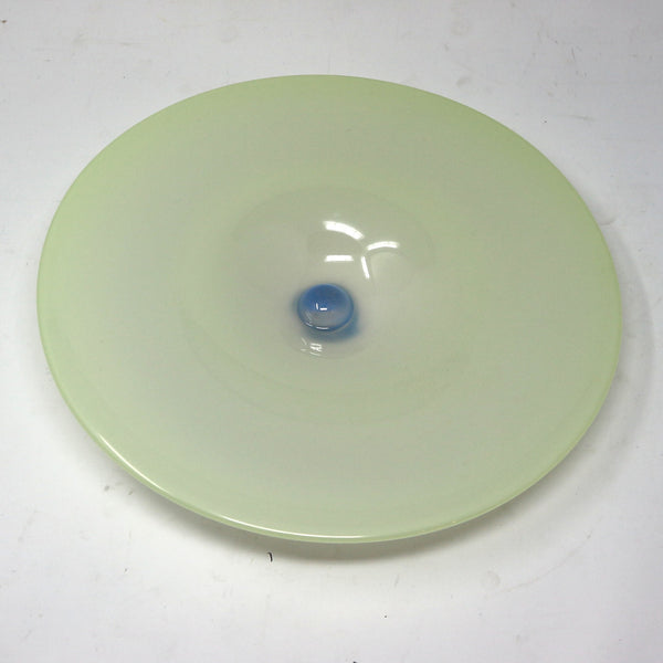 Pale Yellow & Blue Art Glass Wall Plate by Blake Boettcher