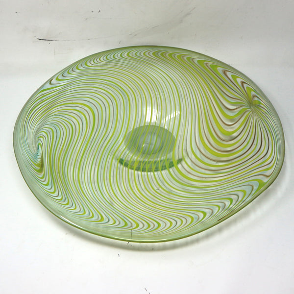 Green Swirl Art Glass Bowl by B. Boettcher