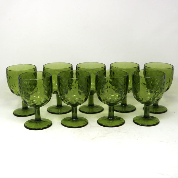 Set of 9 Green Bartlett Collins Wavy Goblets