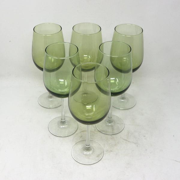 Set of 6 Olive Green Wine Glasses