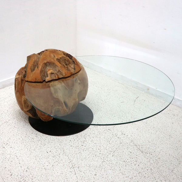 Teak Root & Glass Cocktail Table