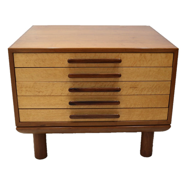 Custom Deco Style Flat File Cabinet Solid Bird’s Eye Maple and Walnut (As Is)