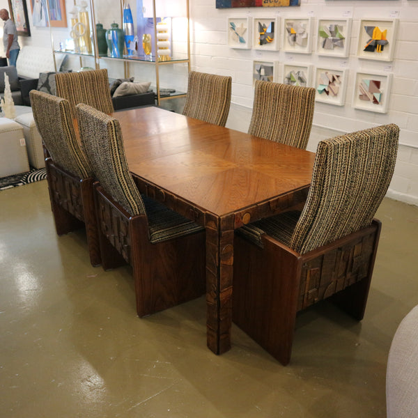Vintage Lane Brutalist Dining Table w/6 Chairs