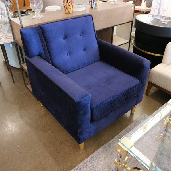 Pair of Navy Blue Velvet Chairs