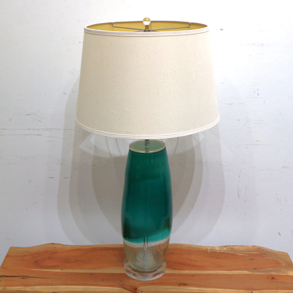 Turquoise Glass & Acrylic Table Lamp