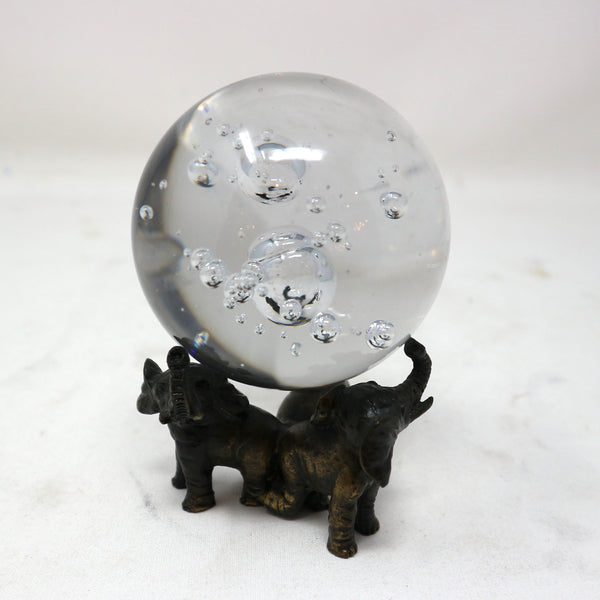 3 Elephants Holding Glass Sphere