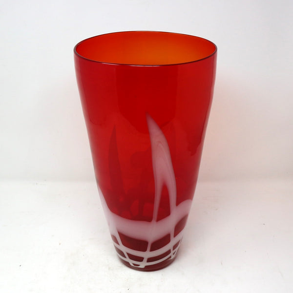 Red & White Glass Vase