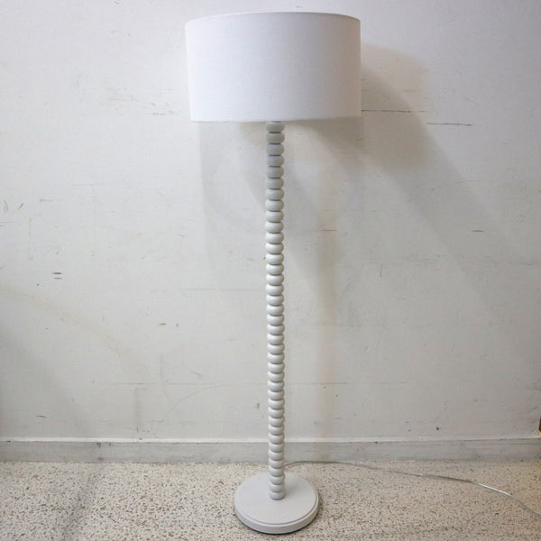 Pottery Barn White Wood Ball Floor Lamp