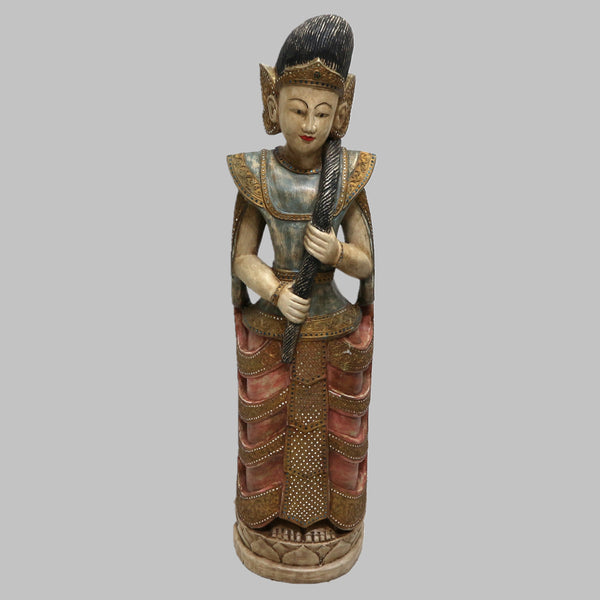 Early 20C Thai Goddess of Love Polychrome Statue