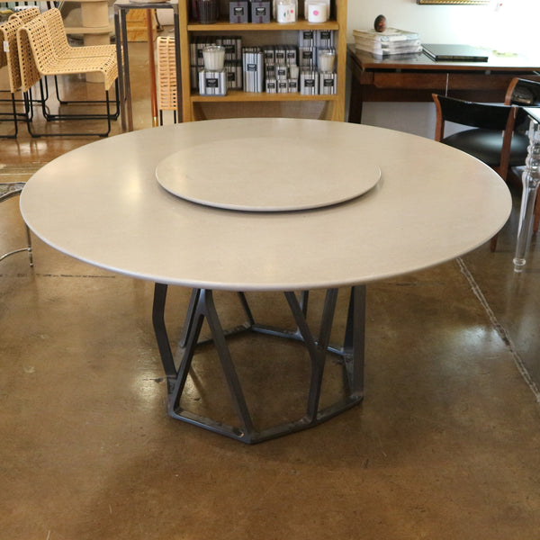 Holly Hunt Reef Outdoor Engineered Stone Dining Table w/ Lazy Susan "as-is"