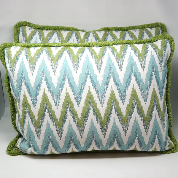 Pair of Zig Zag Down Filled Lumbar Pillows