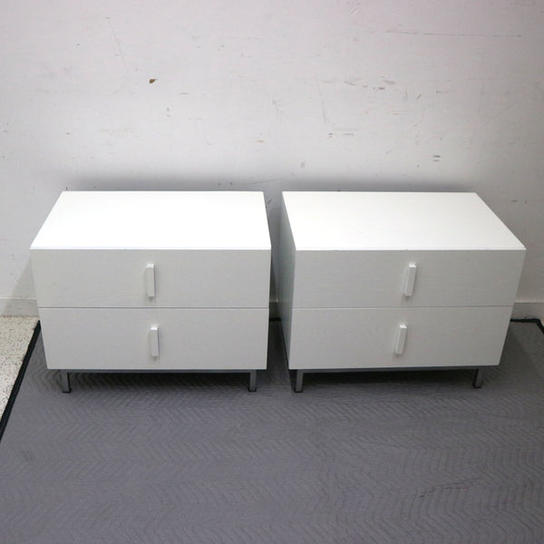 Pair of 2-Drawer White Nightstands