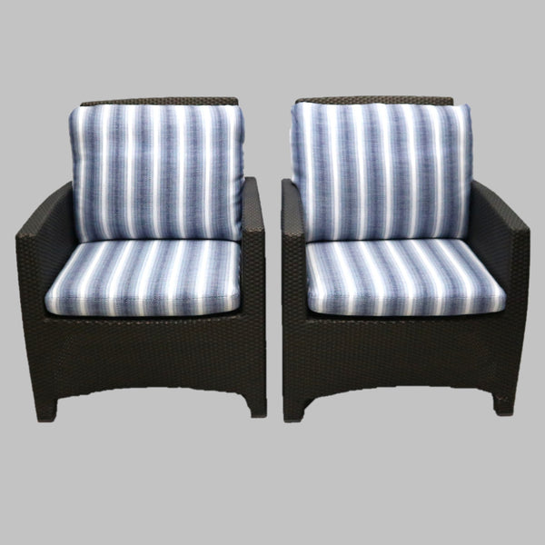 Pair of Janus Et Cie Outdoor Striped Armchairs