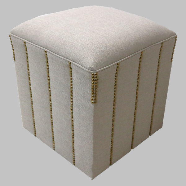 Linen Stool w/ Linear Nail Heads