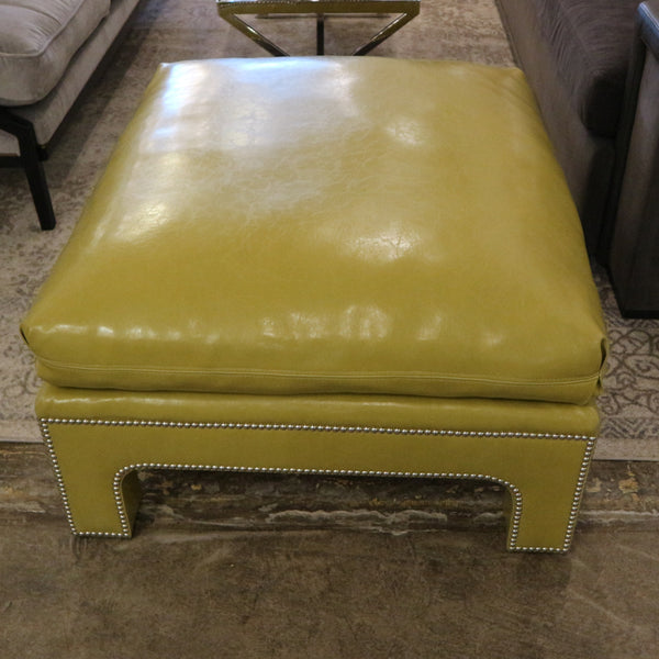 Chartreuse Ottoman w/ Nail Heads