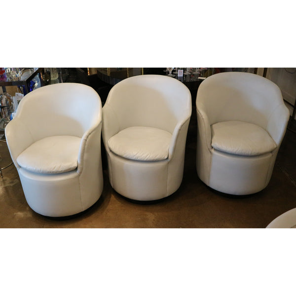 Set of 3 Grey Leather Dunbar Chairs