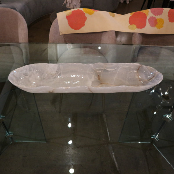 Large Translucent & Taupe Onyx Canoe