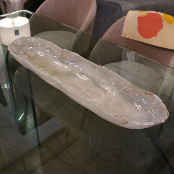 Large Translucent & White Onyx Canoe