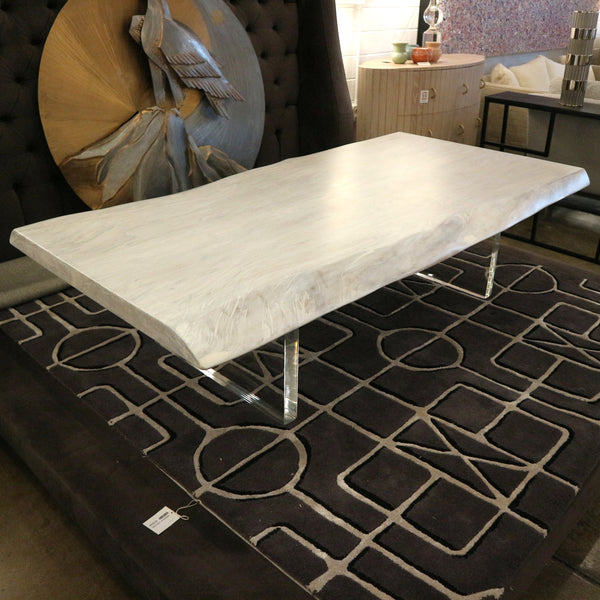 Paul Michael Bleached Sycamore Coffee Table w/ Acrylic Legs