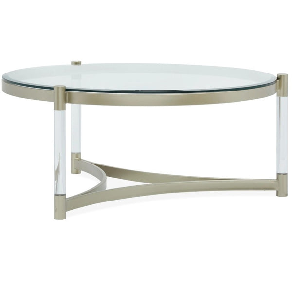 Acrylic Legs Champagne Finish Metal Coffee Table