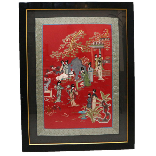 Chinese Embroidered Framed Silk Panel