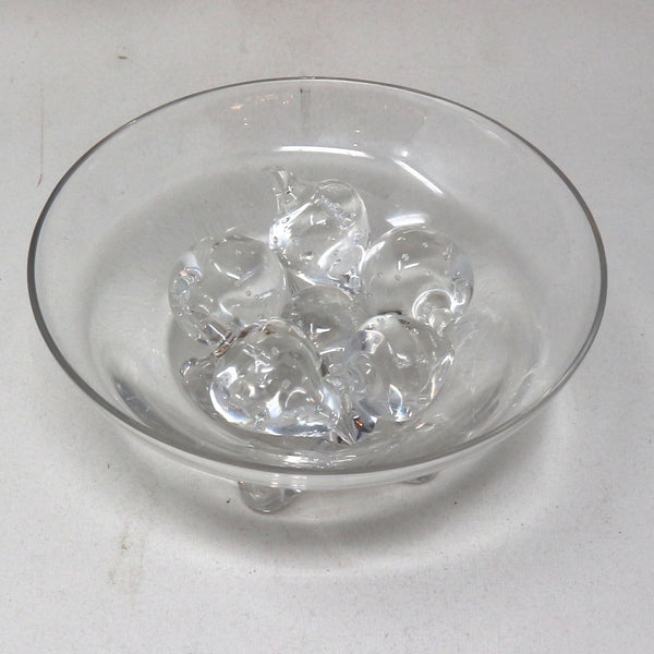 Footed Glass Bowl w/ Glass Strawberries