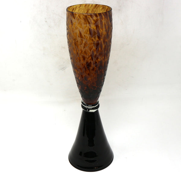 Vintage MCM Glass Tortoiseshell Vase