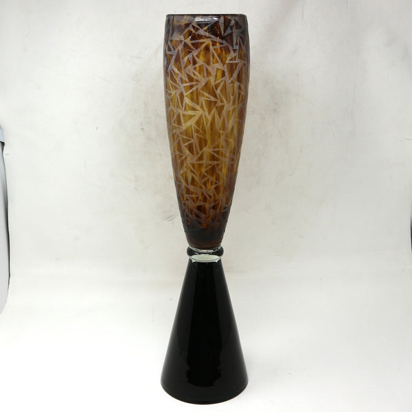 Vintage MCM Glass Tortoiseshell Vase