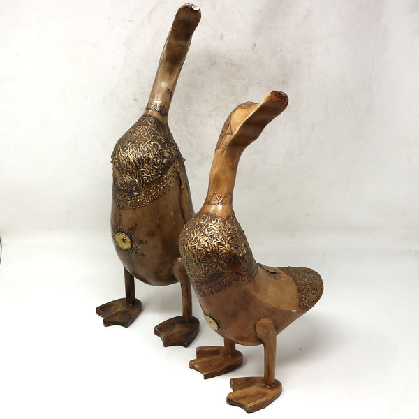 Set of 2 Wood Carved Ducks
