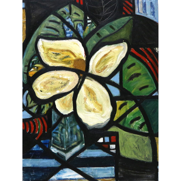 “Magnolia in Glass Vase” by Debbie Daise Oil on Canvas