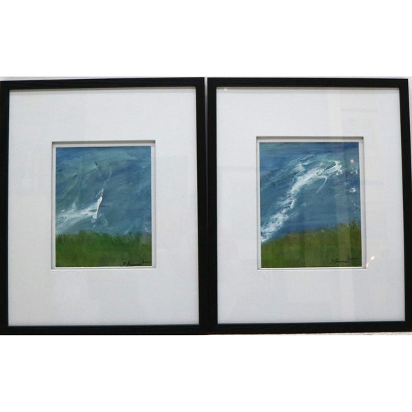 “East Field & West Field” Diptych Framed Original Acrylic on Canvas