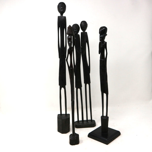 Set of 4 Skinny Wooden African Figures